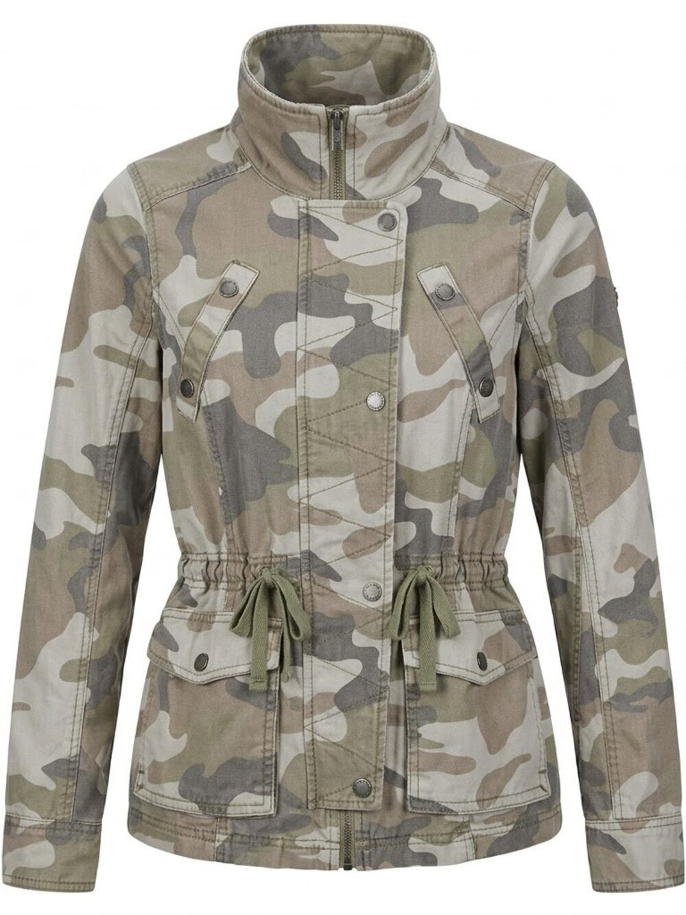 Hollister Camo Utility Field Jacket - Drawstring Waist - Military Green/Tan - S